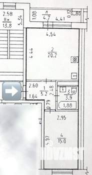 1-к квартира, вторичка, 44м2, 8/17 этаж