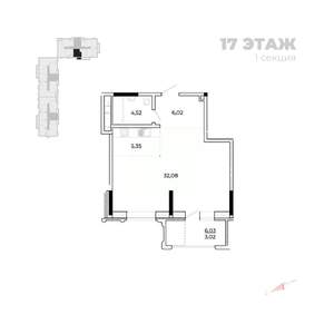Студия квартира, строящийся дом, 54м2, 17/17 этаж