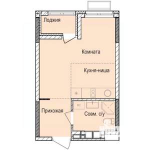 Студия квартира, строящийся дом, 26м2, 16/17 этаж