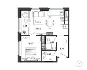 2-к квартира, вторичка, 46м2, 11/17 этаж