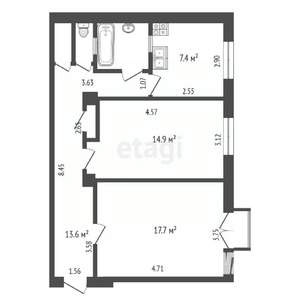 2-к квартира, вторичка, 60м2, 4/5 этаж