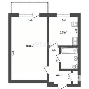 1-к квартира, вторичка, 32м2, 2/5 этаж