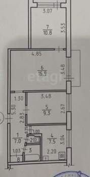 3-к квартира, вторичка, 55м2, 5/9 этаж