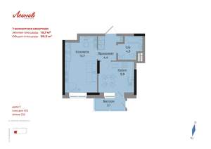 1-к квартира, вторичка, 35м2, 2/17 этаж