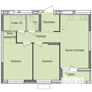 2-к квартира, строящийся дом, 58м2, 17/17 этаж