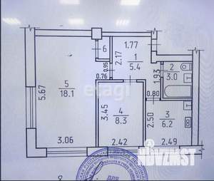 2-к квартира, вторичка, 42м2, 1/5 этаж