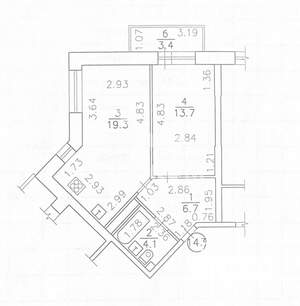 2-к квартира, вторичка, 44м2, 13/17 этаж