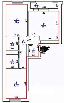 2-к квартира, вторичка, 72м2, 4/17 этаж
