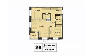 2-к квартира, строящийся дом, 70м2, 10/17 этаж