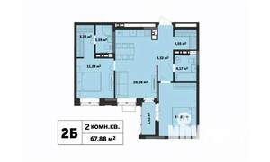 2-к квартира, строящийся дом, 68м2, 8/17 этаж