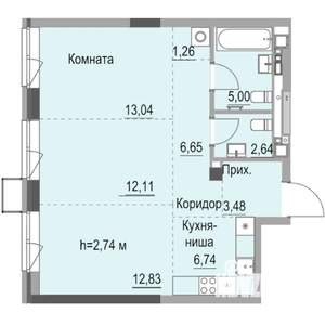 Студия квартира, строящийся дом, 64м2, 4/23 этаж