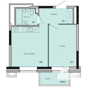 1-к квартира, строящийся дом, 38м2, 3/17 этаж