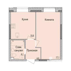 1-к квартира, строящийся дом, 35м2, 1/14 этаж