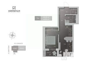 1-к квартира, сданный дом, 47м2, 3/17 этаж