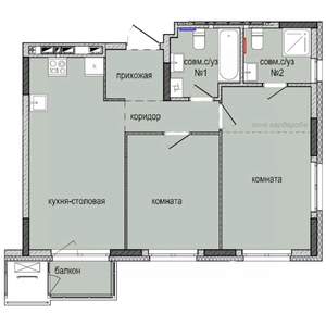 2-к квартира, строящийся дом, 58м2, 9/16 этаж