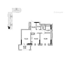 2-к квартира, строящийся дом, 65м2, 3/17 этаж