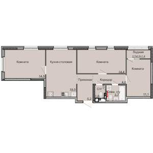 3-к квартира, строящийся дом, 74м2, 2/17 этаж