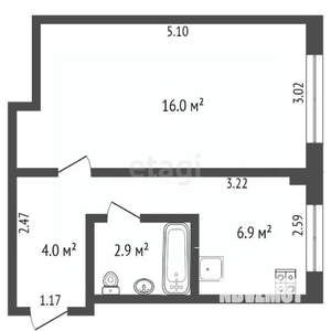 1-к квартира, вторичка, 31м2, 4/5 этаж