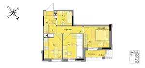 2-к квартира, вторичка, 45м2, 17/17 этаж