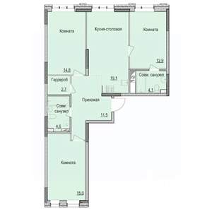 3-к квартира, строящийся дом, 85м2, 3/17 этаж