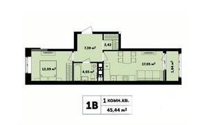 1-к квартира, строящийся дом, 45м2, 4/17 этаж