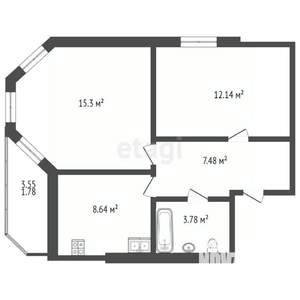 2-к квартира, вторичка, 55м2, 17/17 этаж