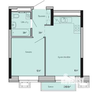 1-к квартира, строящийся дом, 34м2, 3/17 этаж