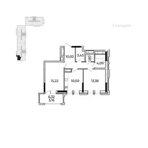 2-к квартира, строящийся дом, 65м2, 2/17 этаж