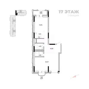 Студия квартира, строящийся дом, 80м2, 17/17 этаж