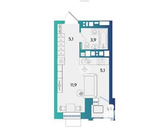 Студия квартира, вторичка, 27м2, 14/16 этаж