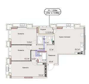 4-к квартира, сданный дом, 86м2, 3/17 этаж