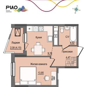 1-к квартира, вторичка, 34м2, 10/17 этаж