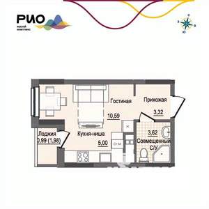 Студия квартира, вторичка, 23м2, 13/17 этаж