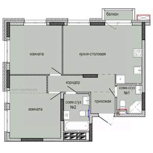 2-к квартира, строящийся дом, 62м2, 8/16 этаж