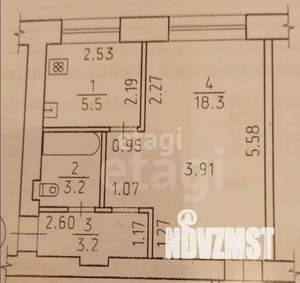 1-к квартира, вторичка, 31м2, 5/5 этаж