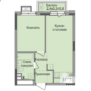 1-к квартира, строящийся дом, 39м2, 2/17 этаж