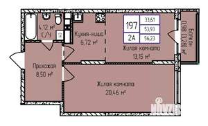 2-к квартира, строящийся дом, 56м2, 14/17 этаж