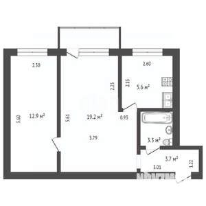 2-к квартира, вторичка, 45м2, 1/5 этаж
