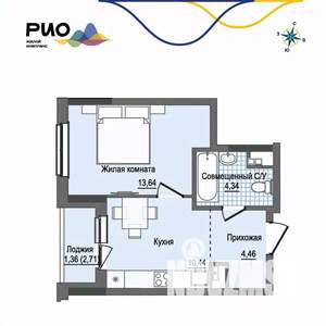 1-к квартира, вторичка, 34м2, 6/17 этаж