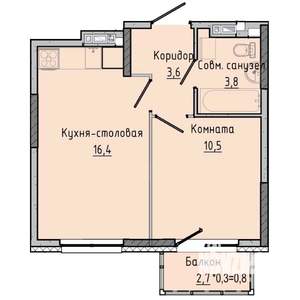 1-к квартира, строящийся дом, 35м2, 7/17 этаж