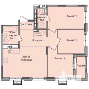 3-к квартира, строящийся дом, 76м2, 13/17 этаж