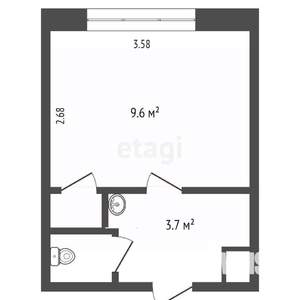 1-к квартира, вторичка, 18м2, 2/5 этаж
