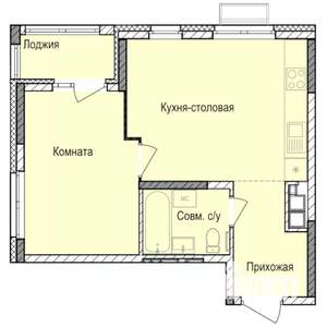 1-к квартира, строящийся дом, 40м2, 8/17 этаж