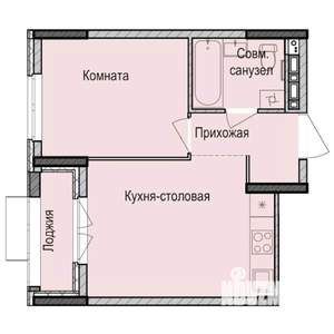 1-к квартира, строящийся дом, 34м2, 7/17 этаж