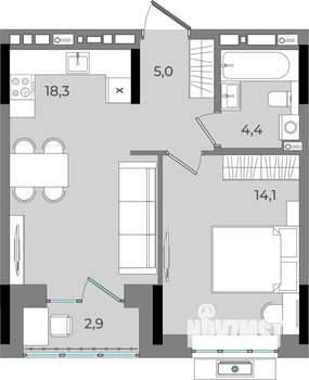 1-к квартира, вторичка, 45м2, 3/16 этаж