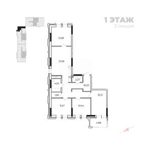 4-к квартира, строящийся дом, 100м2, 1/17 этаж