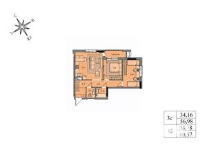 3-к квартира, вторичка, 59м2, 7/17 этаж