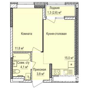 1-к квартира, строящийся дом, 36м2, 6/17 этаж