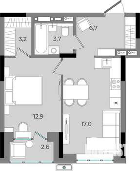 1-к квартира, вторичка, 46м2, 2/16 этаж