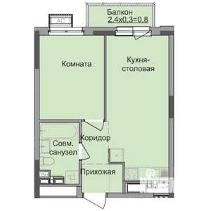 1-к квартира, строящийся дом, 38м2, 9/17 этаж